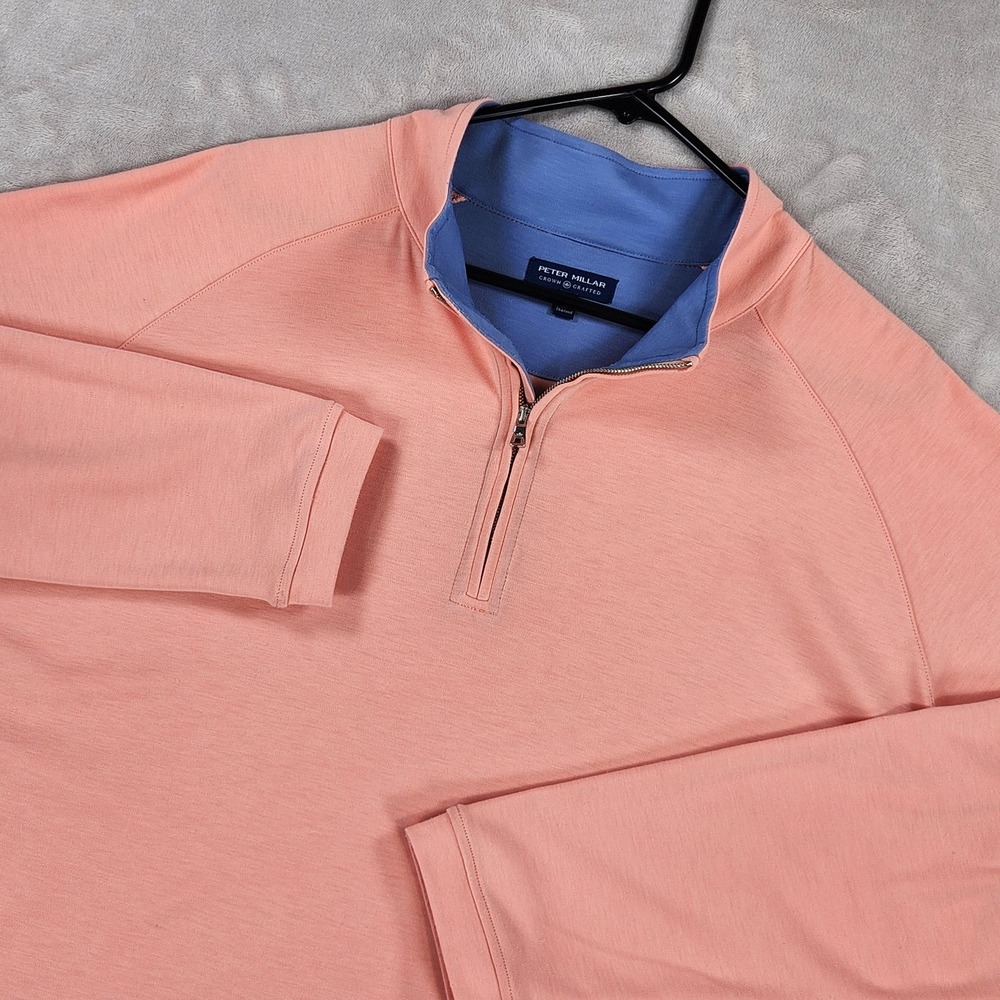 Peter Millar Mens XL Pink 1/4 Zip Pullover Wool Blend Golf MS21EK540